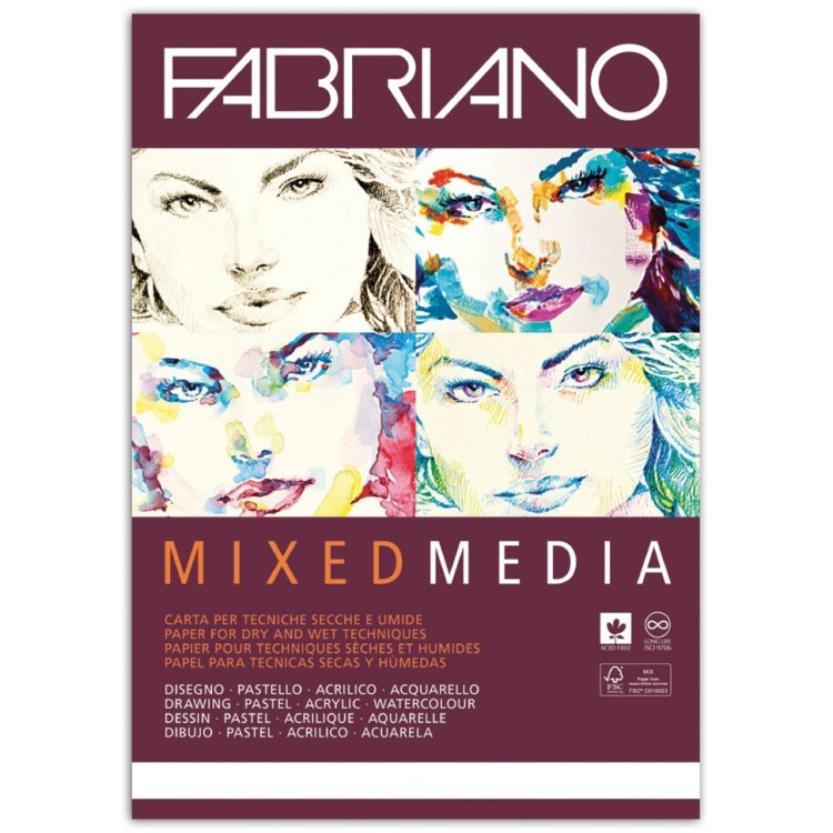 Альбом для рисования А4 Fabriano Mixed Media 40 листов, 250 г/м2, мелкое зерно 19100381 (65016)