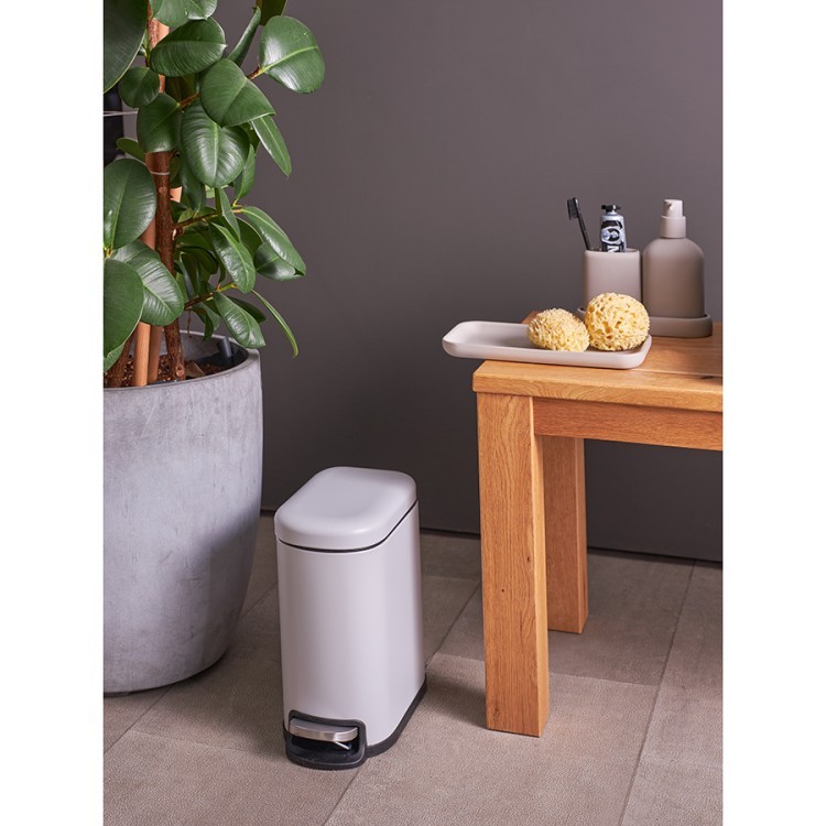 Ведро мусорное с педалью, светло-серое, 5 л (78737)