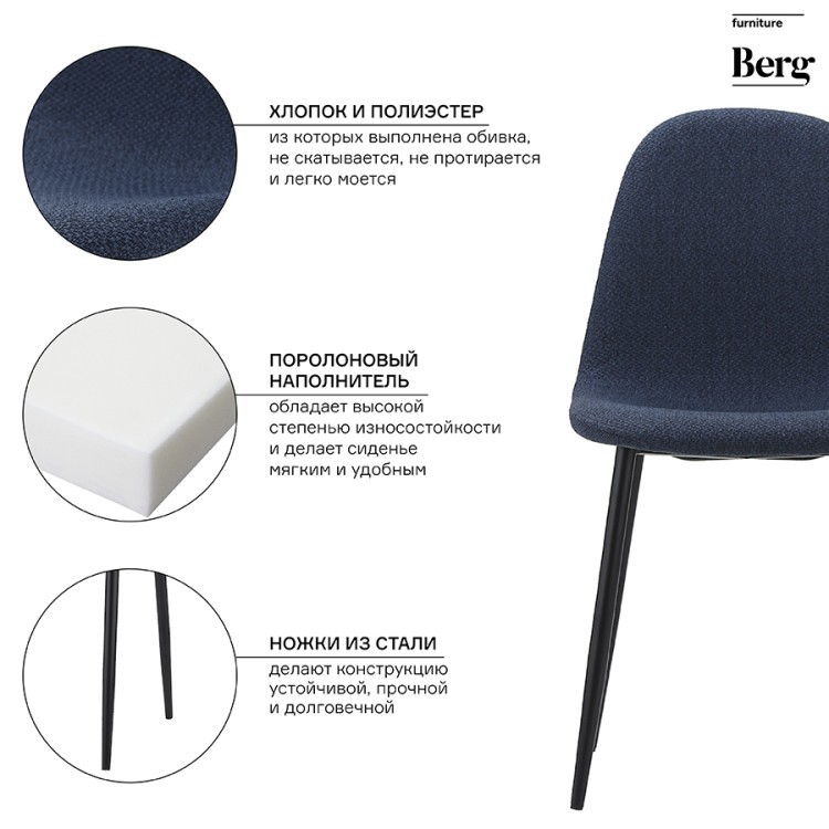 Стул breeze, рогожка, темно-синий (68705) Стул breeze, рогожка, темно-синий (68705)