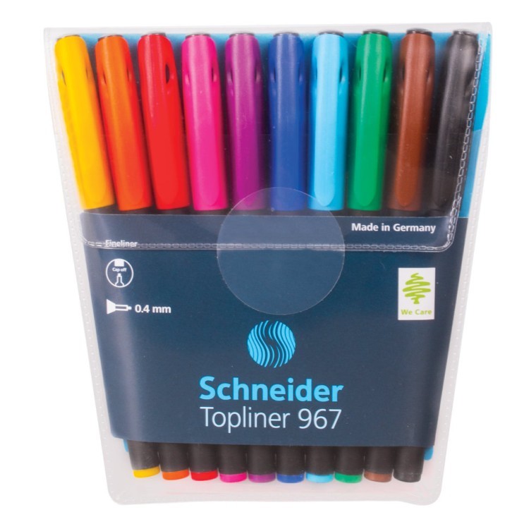 Ручки капиллярные линёры Schneider Topliner 967 линия 0,4 мм 10 цветов 196790 (65673)