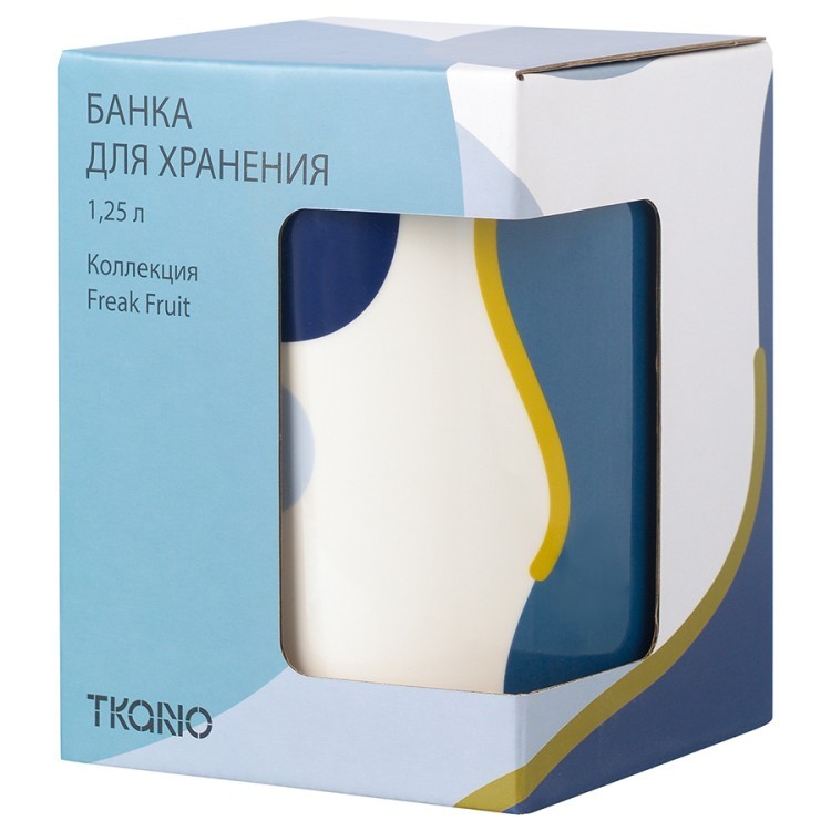 Банка для хранения синего цвета с авторским принтом из коллекции freak fruit, 1,25л (73574) Банка для хранения синего цвета с авторским принтом из коллекции freak fruit, 1,25л (73574)