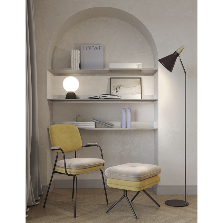 Стул с подлокотниками и контрастным кантом pea, велюр, желтый/бежевый (77104)