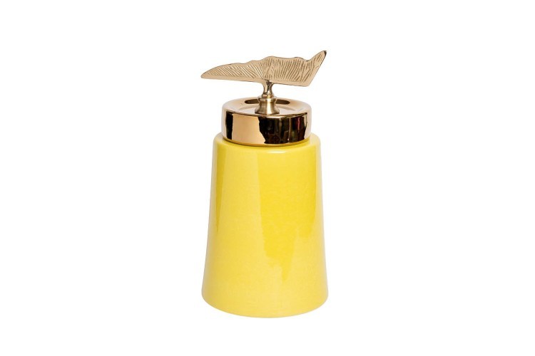 Ваза керамическая с крышкой желтая с декором 16*31см (TT-00001870)