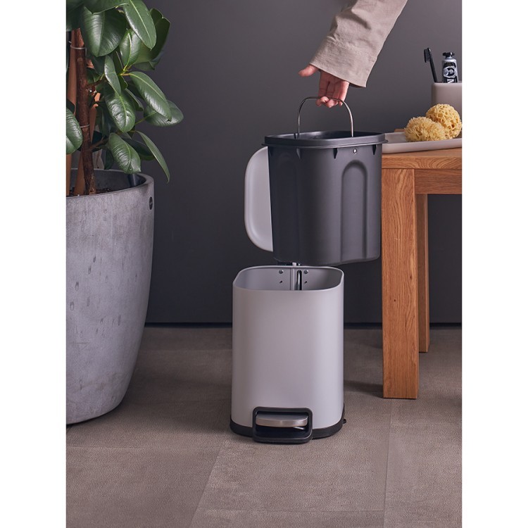 Ведро мусорное с педалью, светло-серое, 6 л (78738)