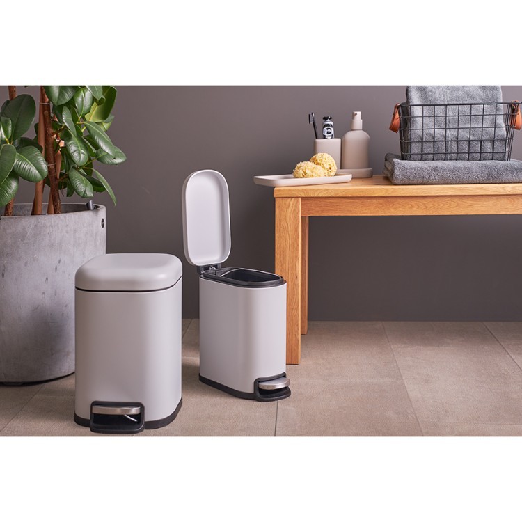 Ведро мусорное с педалью, светло-серое, 6 л (78738)