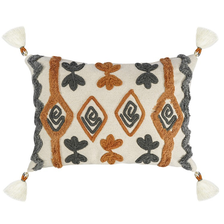 Подушка декоративная с бахромой и вышивкой abstract play из коллекции ethnic, 30х45 см (75356)