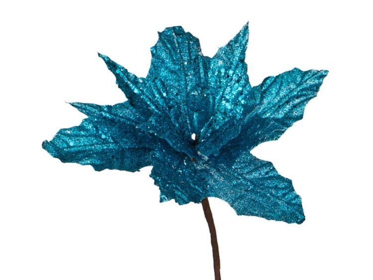 Цветок искусственный "пуансетия" диаметр=25 см. на клипсе. цвет: синий без упаковки Lefard (241-1706)