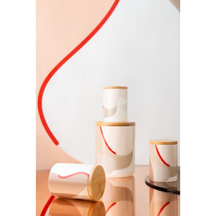 Банка для хранения бежевого цвета с авторским принтом из коллекции freak fruit, 275мл (73571)