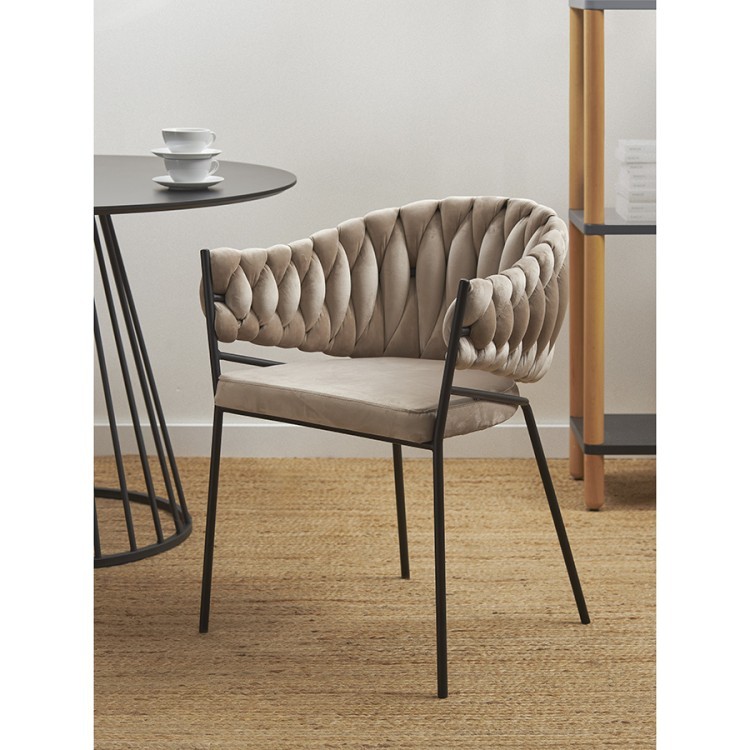 Кресло lind, велюр, бежевое (76940)