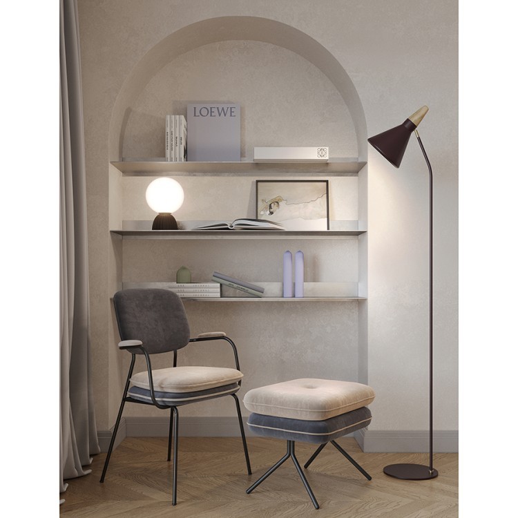 Стул с подлокотниками и контрастным кантом pea, велюр, темно-серый/бежевый (77105)