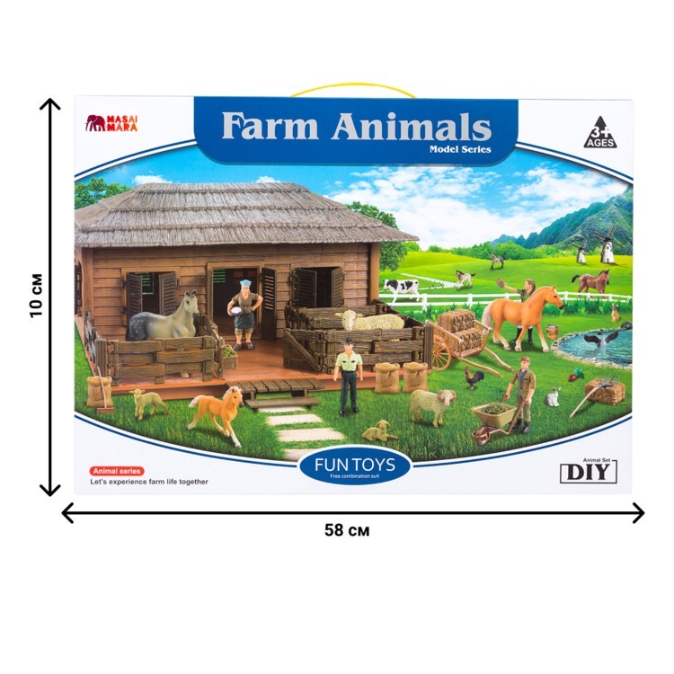 Набор фигурок животных серии "На ферме": Ферма игрушка, овцы, теленок, лошади, фермеры, инвентарь - 21 предмет (ММ205-066)