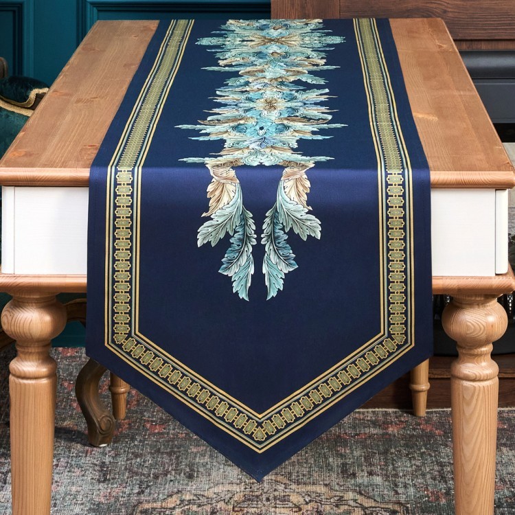 Дорожка "листья морриса" green stripe  45х300см, 100% хлопок,твил c пропиткой Lefard (850-752-35)