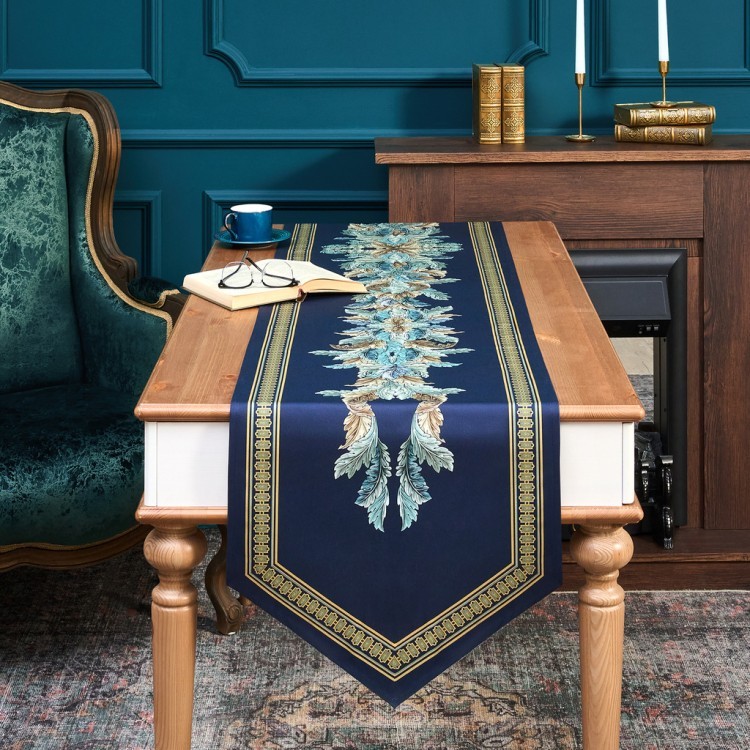 Дорожка "листья морриса" green stripe  45х300см, 100% хлопок,твил c пропиткой Lefard (850-752-35)