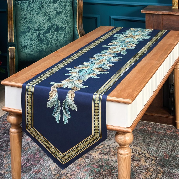 Дорожка "листья морриса" green stripe  45х300см, 100% хлопок,твил c пропиткой Lefard (850-752-35)