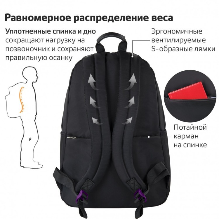 Рюкзак Brauberg Fashion City потайной карман, Moon, черный, 44х31х16 см, 270807 (88875) Рюкзак Brauberg Fashion City потайной карман, Moon, черный, 44х31х16 см, 270807 (88875)