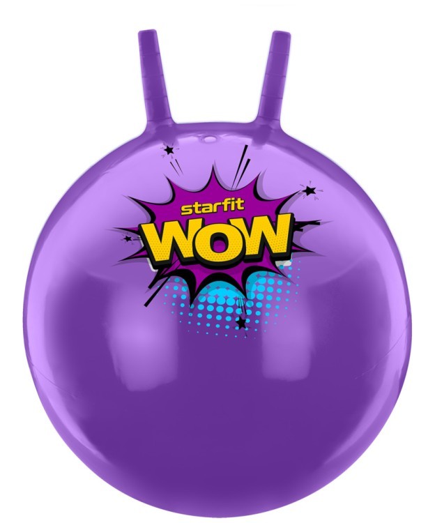 Мяч-попрыгун GB-0402, WOW, 55 см, 650 гр, с рожками, фиолетовый, антивзрыв (732332)