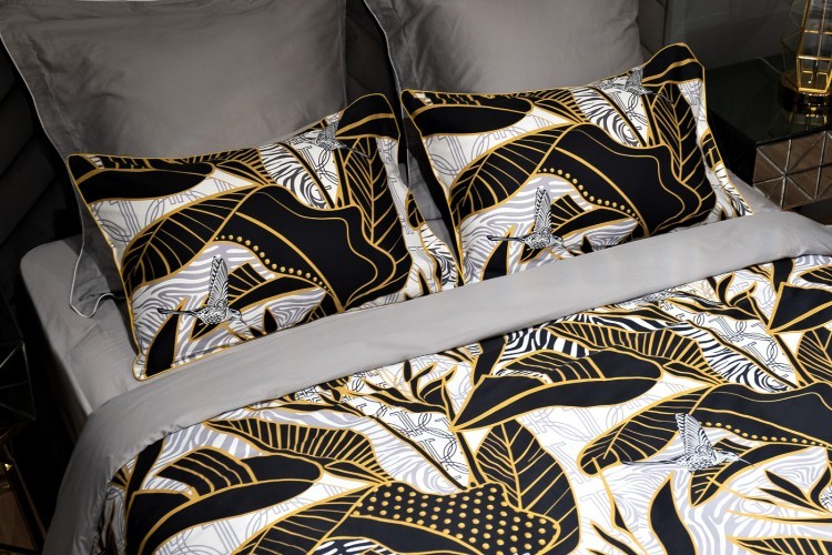 Набор постельного белья Тропики,полуторный,нав. 50*70(2шт) золото/серый (TT-00013301)