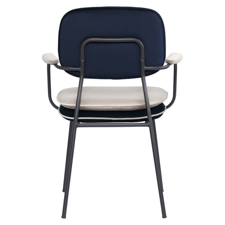 Стул с подлокотниками и контрастным кантом pea, велюр, темно-синий/бежевый (77106)