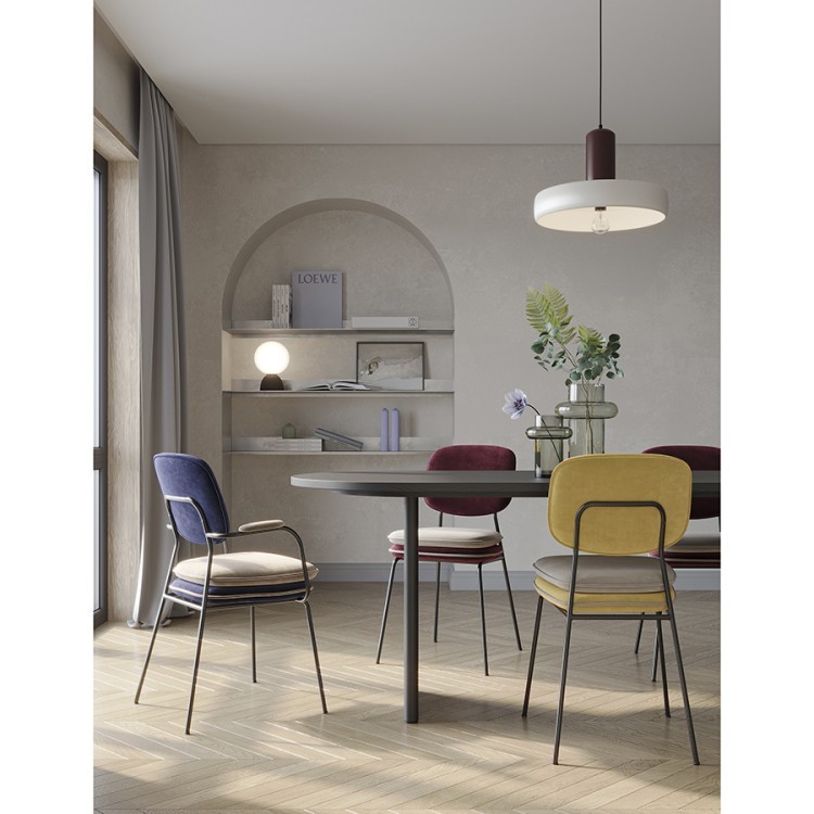 Стул с подлокотниками и контрастным кантом pea, велюр, темно-синий/бежевый (77106)