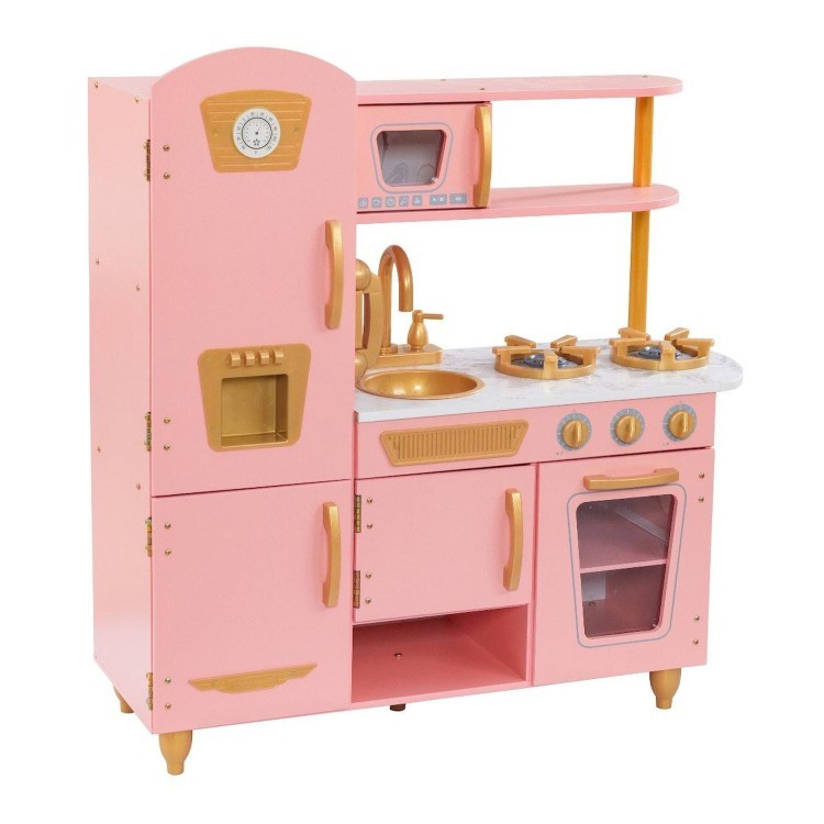 Кухня игровая Винтаж, цвет: розовый с золотом (53443_KE)