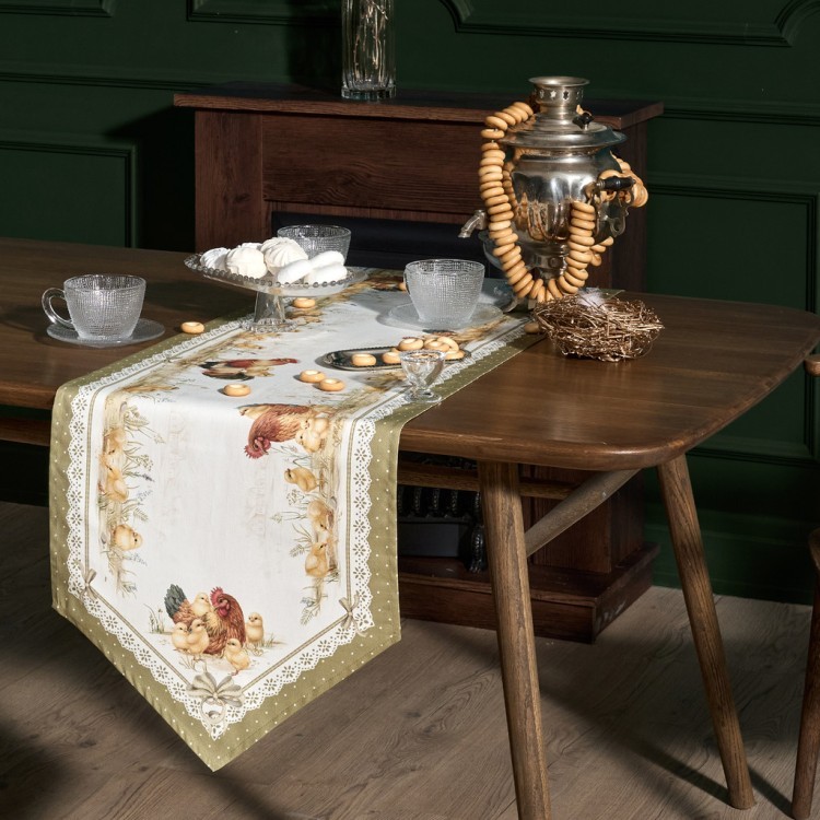 Дорожка "золотая курочка" 45х145см, 100% хлопок, твил Lefard (850-767-3)