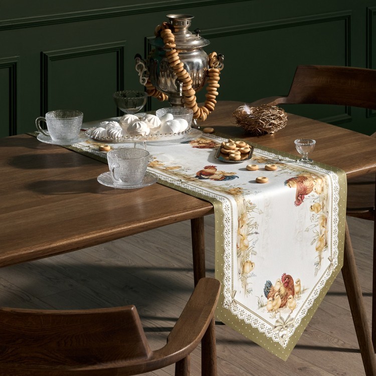 Дорожка "золотая курочка" 45х145см, 100% хлопок, твил Lefard (850-767-3)