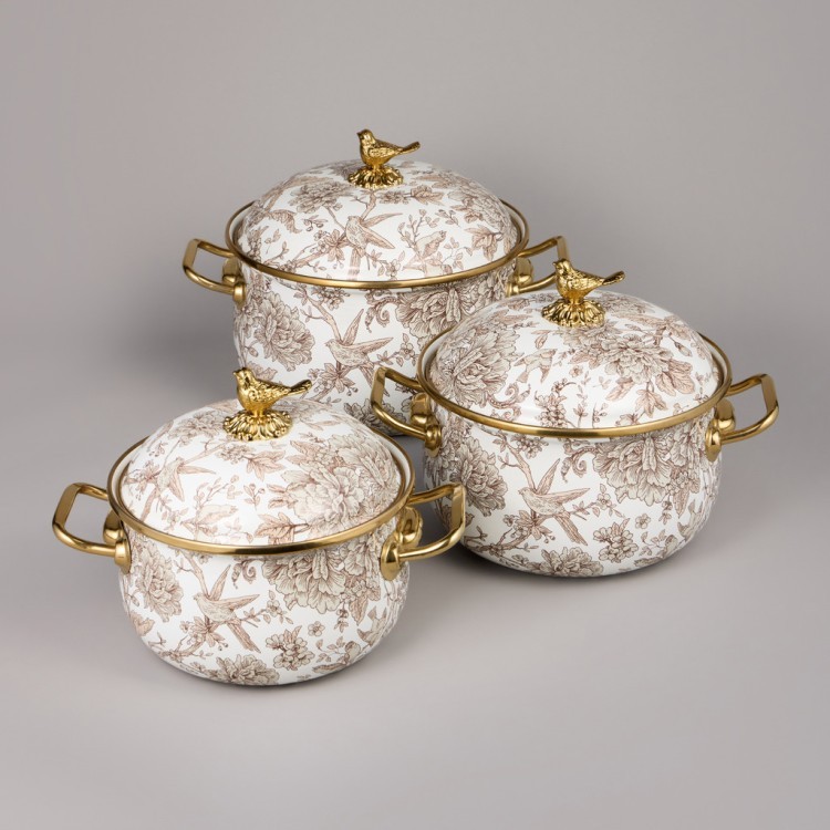 Набор кастрюль agness эмалированных серия "royal garden", 6пр. 2,1л, 2,8л и 3,8л Agness (950-605)