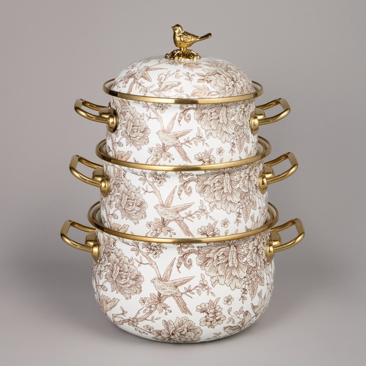 Набор кастрюль agness эмалированных серия "royal garden", 6пр. 2,1л, 2,8л и 3,8л Agness (950-605)