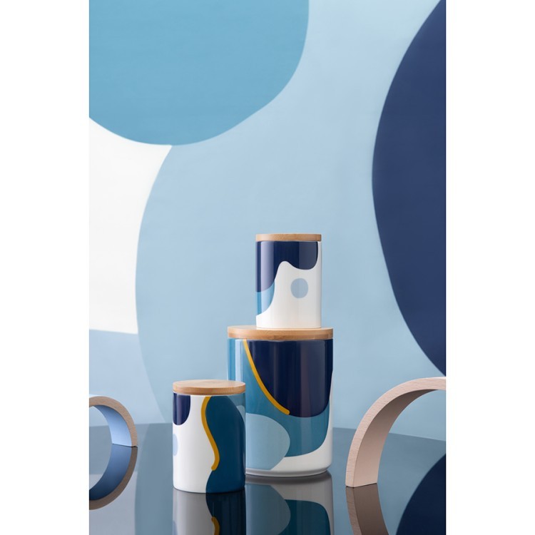 Банка для хранения синего цвета с авторским принтом из коллекции freak fruit, 275мл (73575)