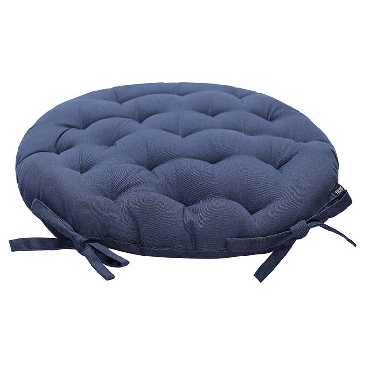 Подушка на стул круглая из хлопка темно-синего цвета из коллекции essential, 35 см (77455)