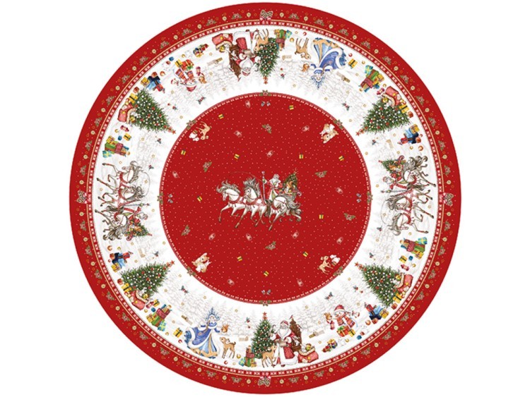 Скатерть круглая  "с новым годом"150 см  ,красный, 100% хлопок ,твил Lefard (850-763-24) Скатерть круглая  "с новым годом"150 см  ,красный, 100% хлопок ,твил Lefard (850-763-24)