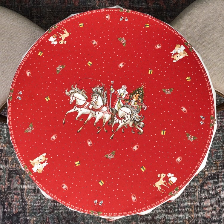 Скатерть круглая  "с новым годом"150 см  ,красный, 100% хлопок ,твил Lefard (850-763-24) Скатерть круглая  "с новым годом"150 см  ,красный, 100% хлопок ,твил Lefard (850-763-24)