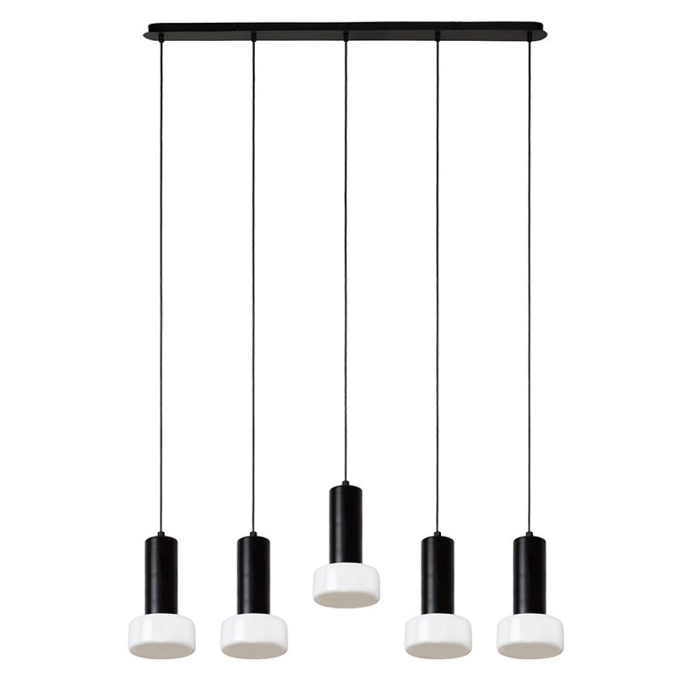 Светильник подвесной каскадный fungus, D15х25 см, 5 плафонов, белый/черный (77492)