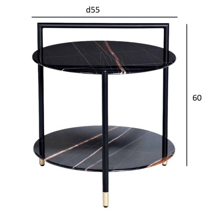 Стол журнальный d55*60cм с полкой, черный (TT-00006419)