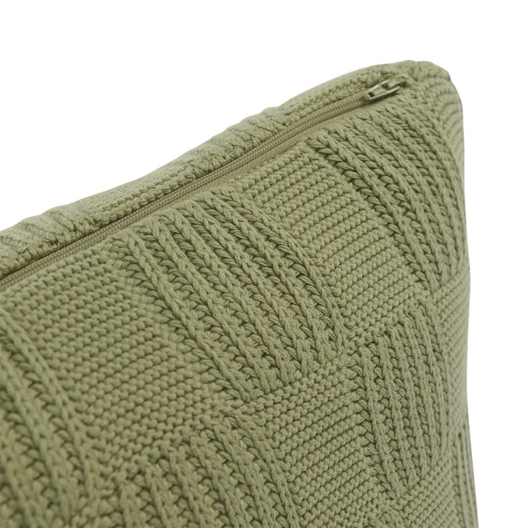 Подушка из хлопка рельефной вязки травянисто-зеленого цвета из коллекции essential, 45х45 см (74548)