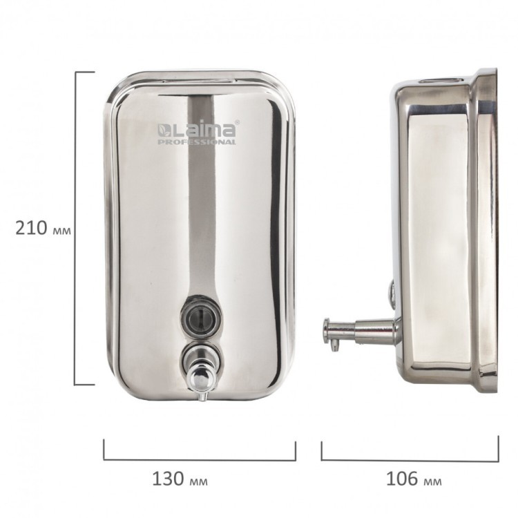 Дозатор для жидкого мыла Laima Professional Inox  1 л нержавеющая сталь зеркальный 605393 (1) (90188)