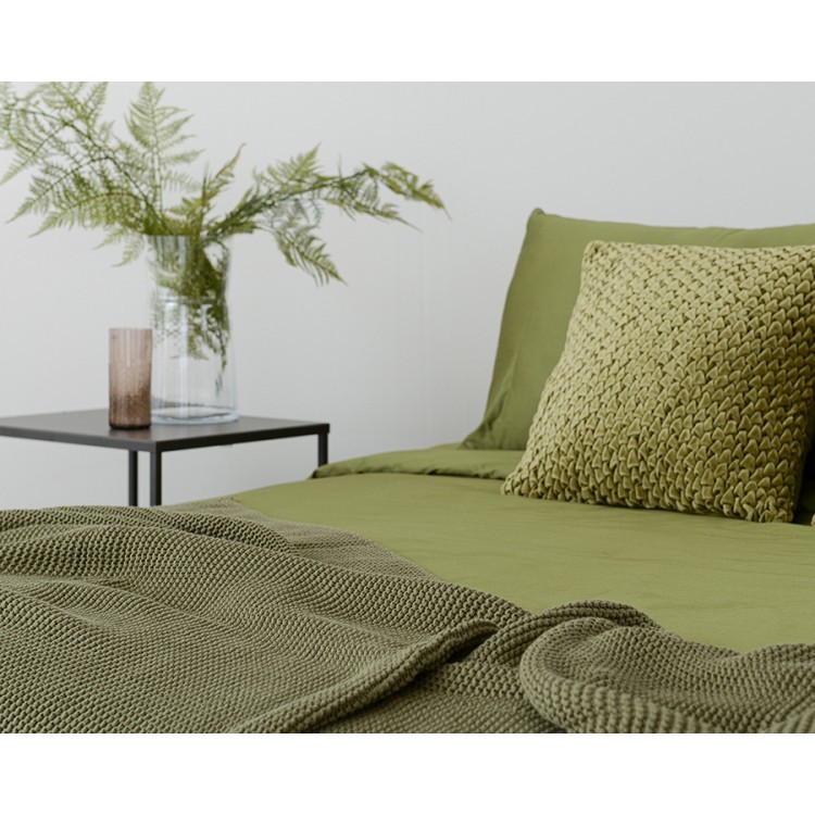 Комплект постельного белья из сатина оливкового цвета из коллекции wild, 150х200 см (68411)