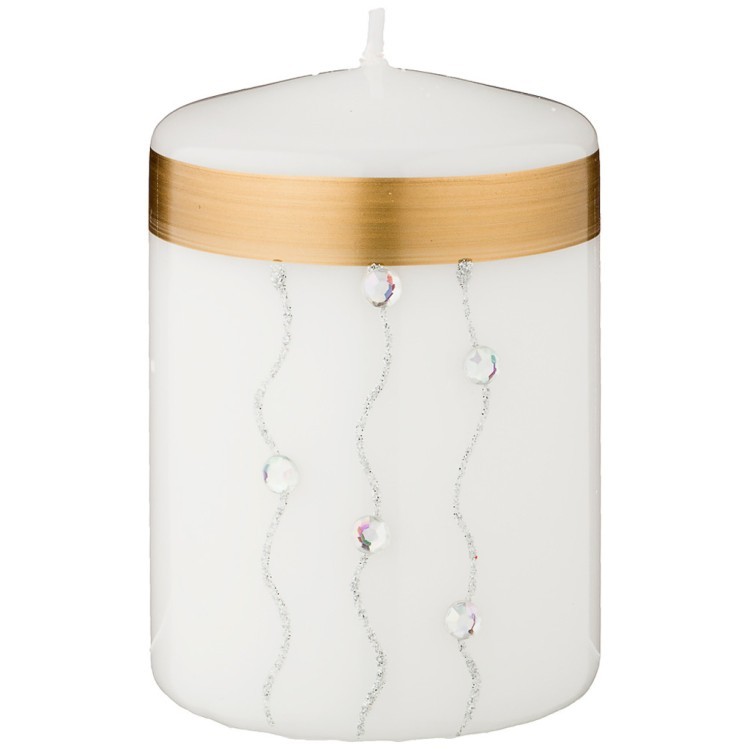 Свеча декоративная столбик "волшебное сияние" white диаметр 7 см высота 9,5 см Adpal (348-828)