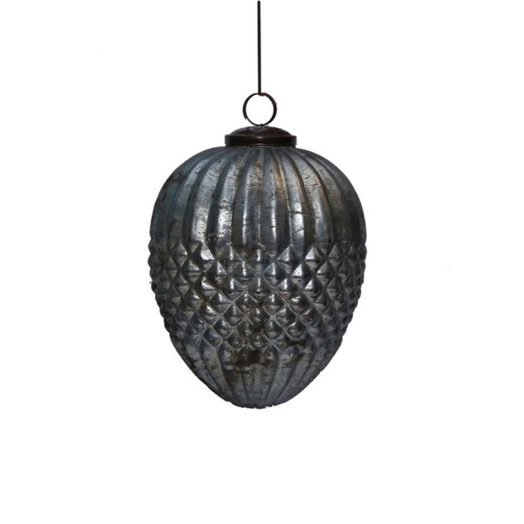 Новогодняя игрушка шишка G19648, стекло, silver/blue, ROOMERS FURNITURE