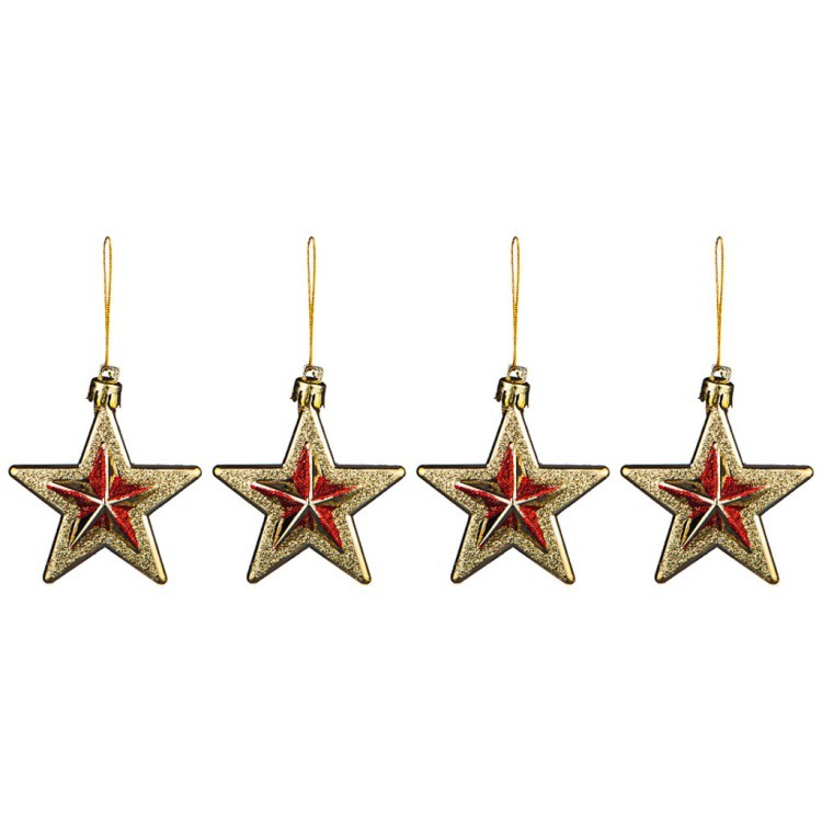 Набор декоративных подвесок "звезды" из 4 шт.коллекция "red&gold"  длина=6 см Lefard (858-131)