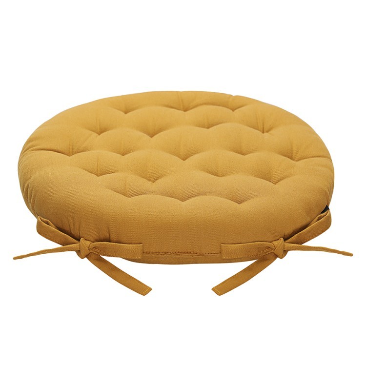 Подушка на стул круглая из хлопка цвета карри из коллекции essential, 35 см (77456)