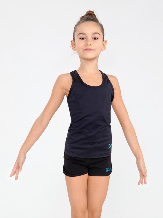 Майка-борцовка гимнастическая Joanna, полиамид, черный, детский (784339)