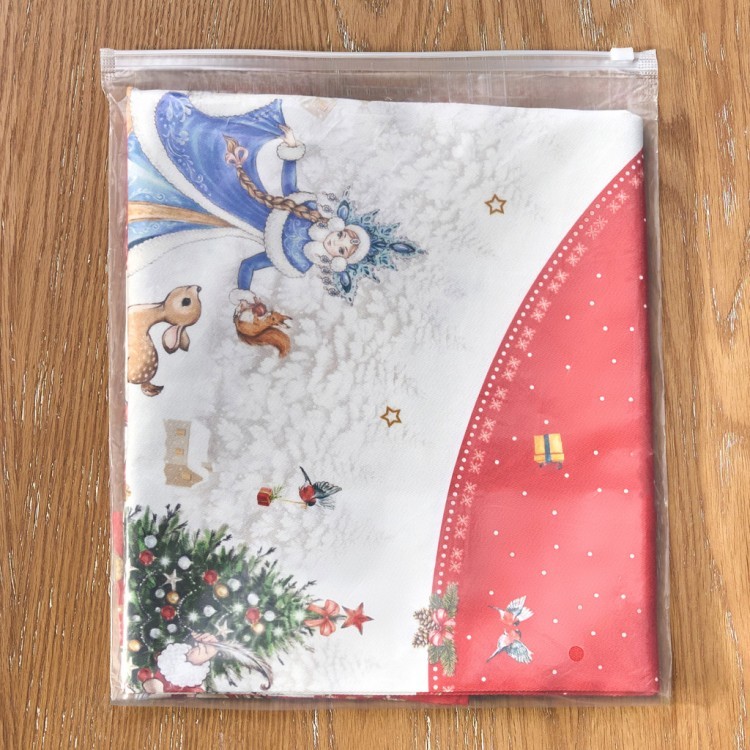 Скатерть круглая "с новым годом" 190см ,красный, 100% хлопок, твил, с пропиткой Lefard (850-763-25)