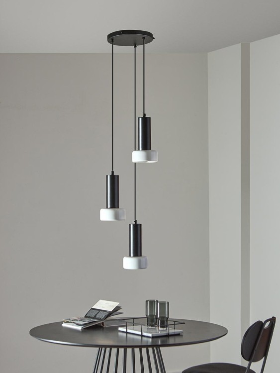 Светильник подвесной каскадный fungus, D15х25 см, 3 плафона, белый/черный (77493)