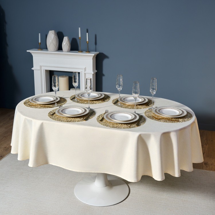 Скатерть  160х220 cm овальная, "феерия. золото", цвет: бежевый, tm lefard, полиэстер 100% (кор=20шт. Lefard (986-003-28)