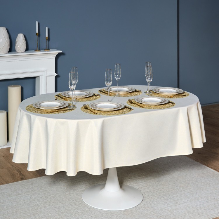 Скатерть  160х220 cm овальная, "феерия. золото", цвет: бежевый, tm lefard, полиэстер 100% (кор=20шт. Lefard (986-003-28)
