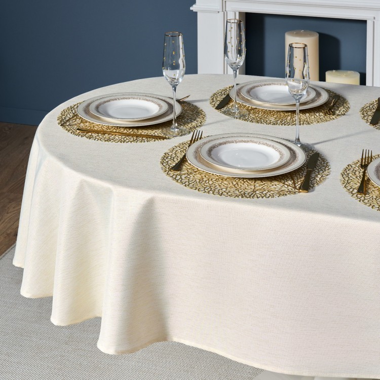 Скатерть  160х220 cm овальная, "феерия. золото", цвет: бежевый, tm lefard, полиэстер 100% (кор=20шт. Lefard (986-003-28)