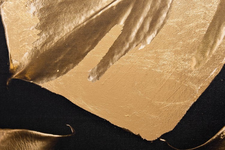 Холст "Золотые листья монстеры-2" 100х70 см, багет( латунь),поталь (TT-00010789)
