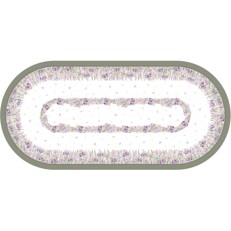 Скатерть  овальная  "ирисы" ,140х300см,100% хлопок,твил c пропиткой белый Lefard (850-743-42)