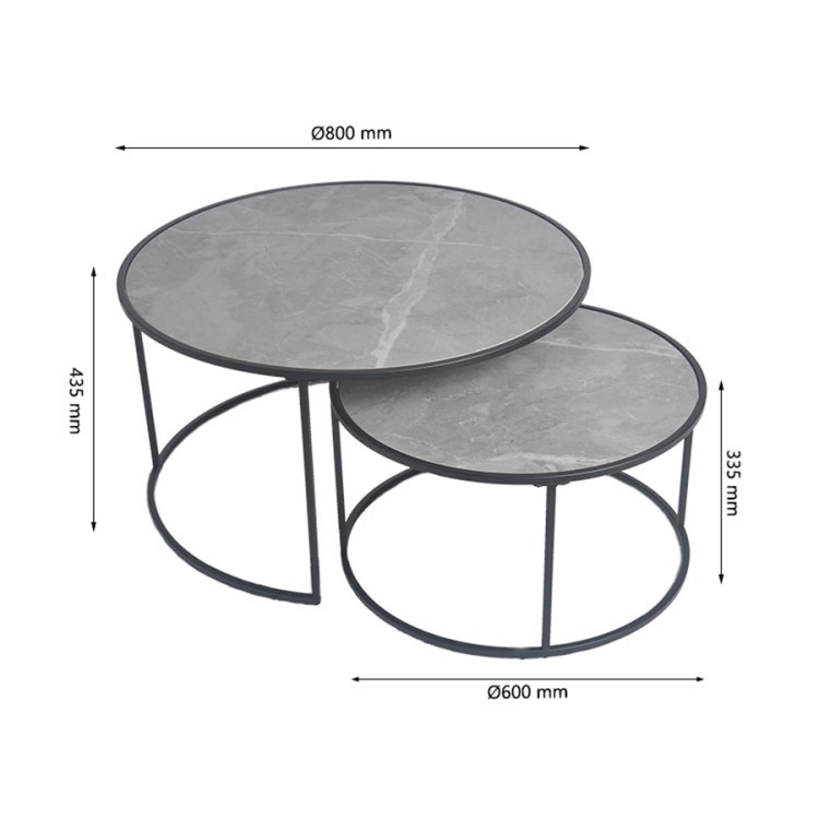 Набор столиков журнальных hans, D60 см и D80 см, серые (76900)